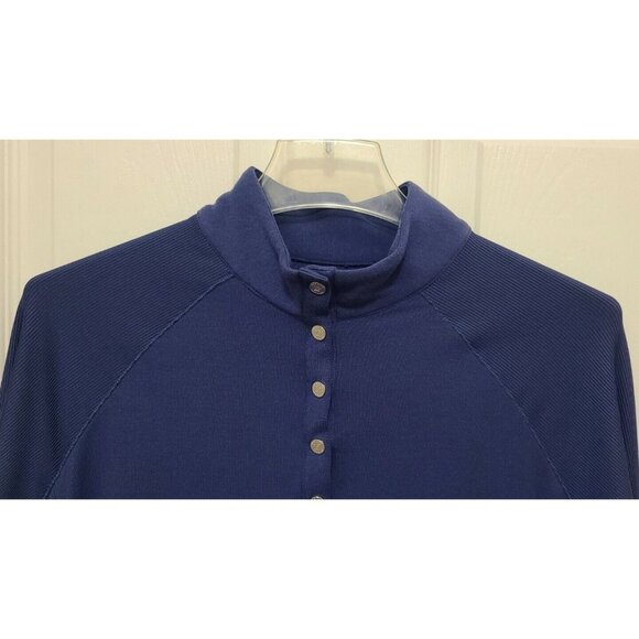 NEW EP New York Women's Long Sleeve 1/4 Snap Button Performance Pullover Blue M - Picture 2 of 12